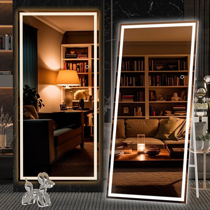 Hasipu Full Length Mirror with Lights, Full Body Dressing Hanging Mounted Mirror
