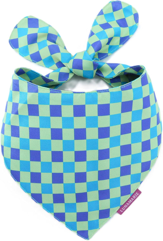 LunaMarie - Luxury Pet Birthday Bandanas -Premium & Silky Poly Fabric | 100% Handmade | Custom Shape Dual Layered (Electric Rebel, Large)