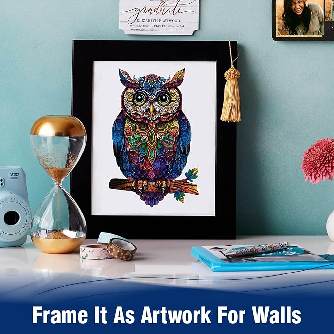 Wooden Jigsaw Puzzles for Adults, Unique Shaped Animal Wood Puzzles Adult, Owl Wooden Puzzles for Adults, Fun Challenging Family Games, 500pcs 18.2"×12.3"