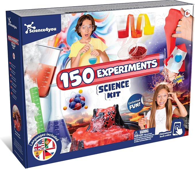 Science4you 150 Science Experiments for Kids Ages 8-12 - Super Science Kits for Kids, Chemistry Set + Stem Toys, Gifts for Boys and Girls Age 8 9 10+
