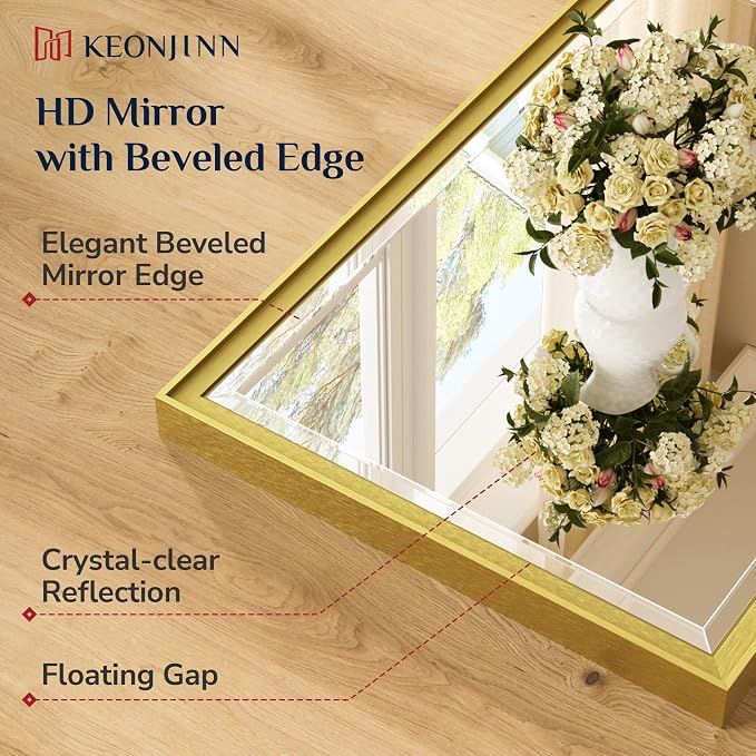 Keonjinn 20" x 30" Gold Bathroom Mirrors