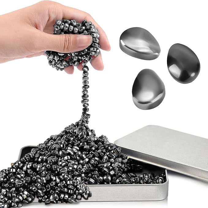 Chilvil Fidget Toys for Teen Boys Adult, 500pc Metal Cool Gadgets Gift Quiet Office Desk Sensory Stress Fidgets Beads Stones Toy Anxiety Relief Items for Teen Girls ADHD Autism Autistic Ferrite Putty