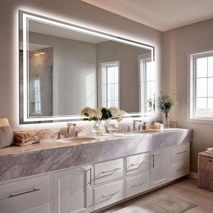 EOGOW LED Bathroom Mirror with Lights, 3 Colors Bathroom Mirror, Wall Mounted