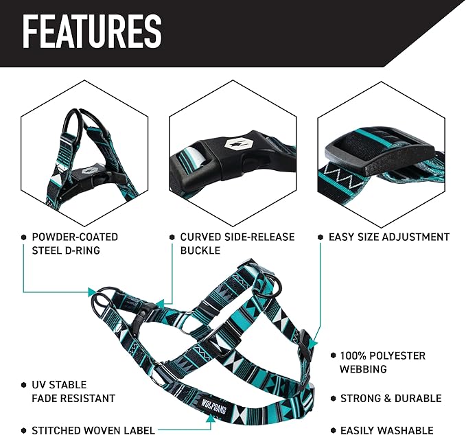 Wolfgang Heavy Duty Adjustable Dog Harness, Pull-Tested for Walking & Training, WesternSky Print, X-Large