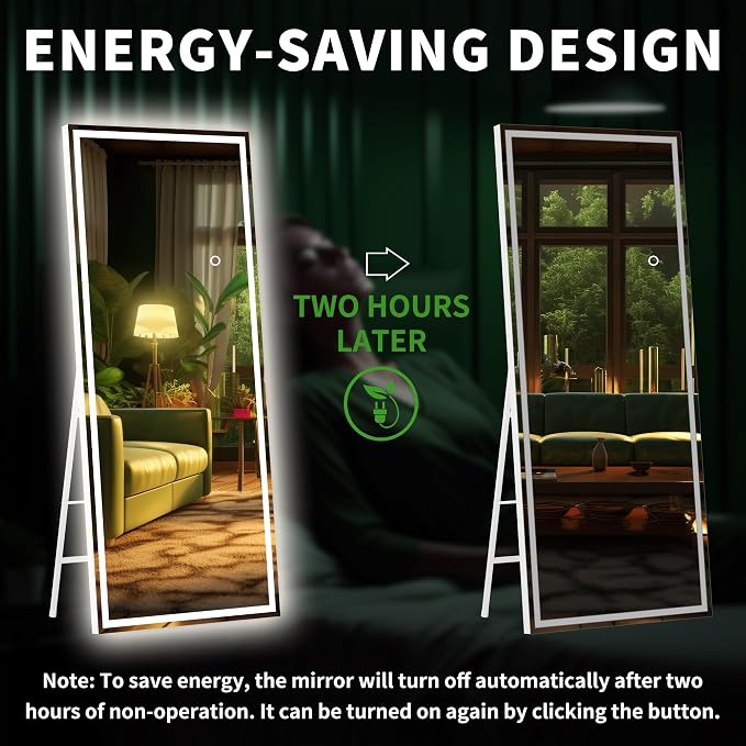 Hasipu Full Length Mirror with Lights, Full Body Dressing Hanging Mounted Mirror