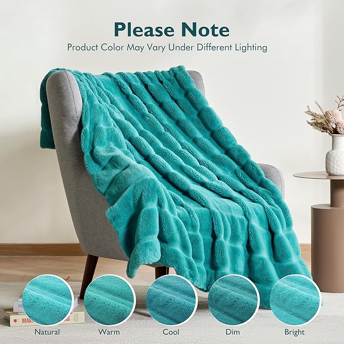 ALPHA HOME Luxury Faux Rabbit Fur Throw Blanket for Couch Bed, Cozy Gifts for Women Christmas, Ideal for Home Decor and Chilly Nights