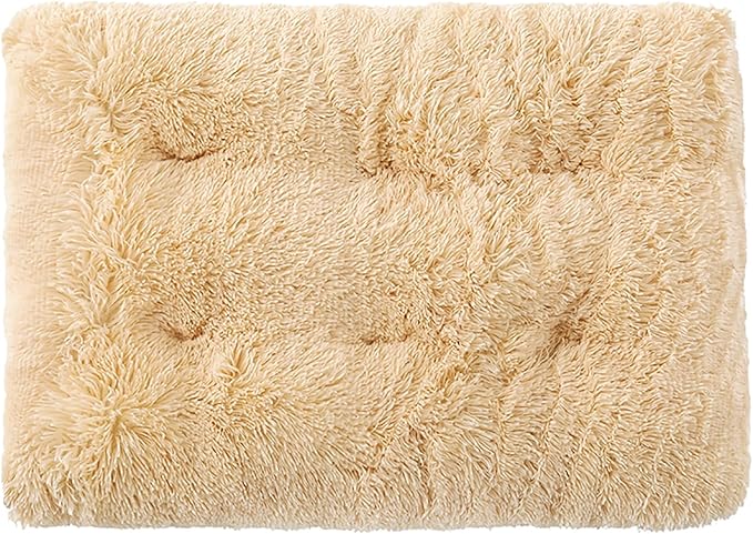 Dog Crate Mat, Dog Bed for Large Dogs, Comfy Fluffy Kennel Pad Anti-Slip for Dog beds & Furniture, Quilted Dog Bed for Pets for Medium/Small Dogs Cats (Color : Apricot, Size : 25x18)