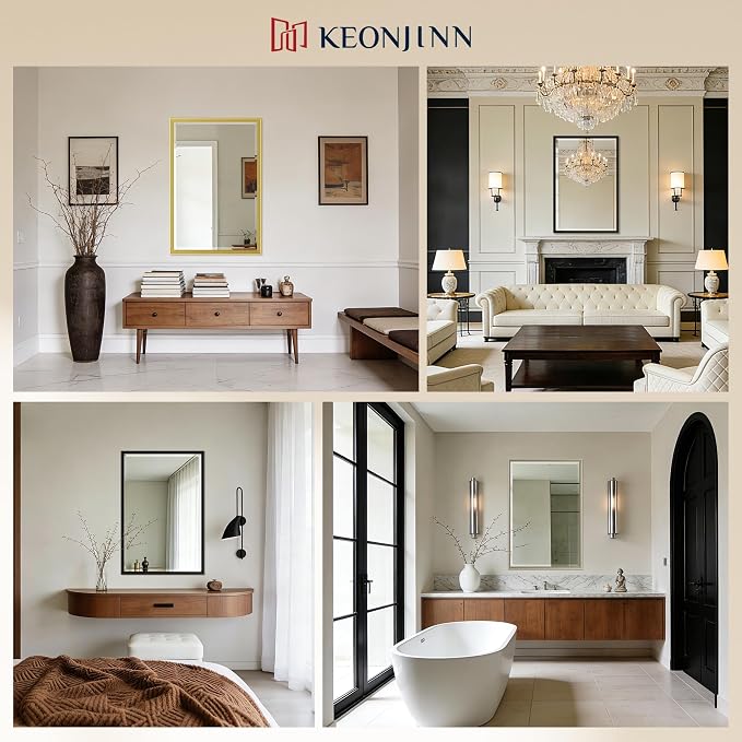 Keonjinn 60" x 36" Gold Bathroom Mirrors