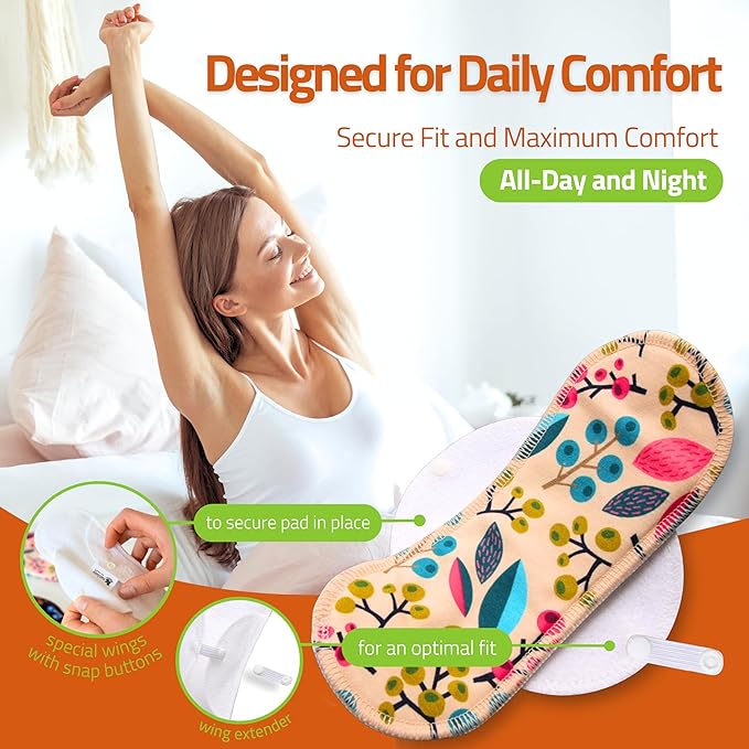 Natissy Cloth Panty Liners for Women; 7-Pack (M) Medium Viscose Reusable Panty Liners Made in EU; Daily Panty Liners Washable; Extra Thin Reusable Liners; Sanitary Panty Liner No Odor, NOT for Period