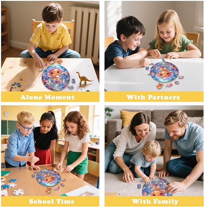 Ocean Wooden Puzzles for Kids - Cute Jellyfish | 50 Piece Puzzles for Kids Ages 6-8, Kids Puzzles with Unique Animal Shapes, Round Gift for Girls and Boys (11.4 * 11.4 in)