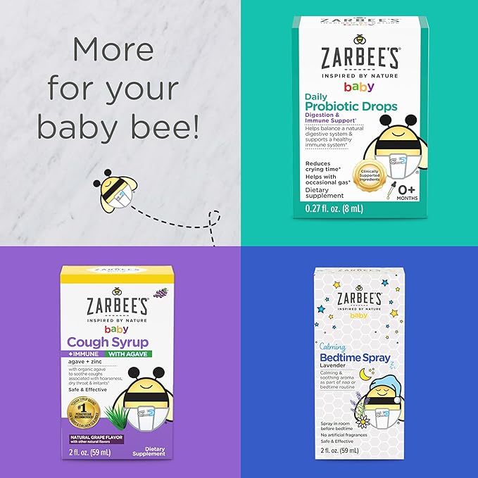 Zarbee's Vitamin D Drops for Infants, 400IU (10mcg) Baby & Toddler Liquid Supplement, Newborn & Up, Dropper Syringe Included, 0.47 Fl Oz (Pack of 2)