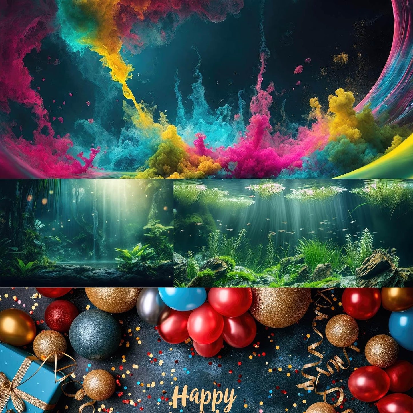 Cave Aquarium Background Underwater Cave with Light Beam Tranquil Stream Terrarium Background Mysterious Elegant Fantasy Tropical Plants Fish Tank Backdrop Wallpaper Poster Decorations Vinyl 36x24in
