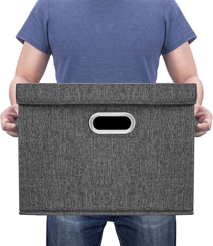 TYEERS Large Collapsible Storage Bins with Lids, Organization Bins for Closet Storage, Clothes Storage, Folding Storage Box with Lids for Home Office Storage - 3 Pack - Black