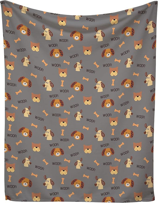 Grey Woof Fleece Pet Lightweight Blanket - 30" x 40" - Cute for Dogs - Gifts and Puppy Essentials - Printed in America