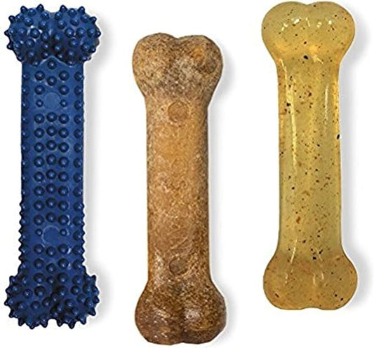 Nylabone Original Bone Flexi Chew Toy Value Pack for Dogs, Durable Dog Toys for Moderate Chewers, Dog Chew Bone, Long Lasting Chicken & Bacon Flavor, For Small Dogs - Up to 25 Ibs, 3 Pack