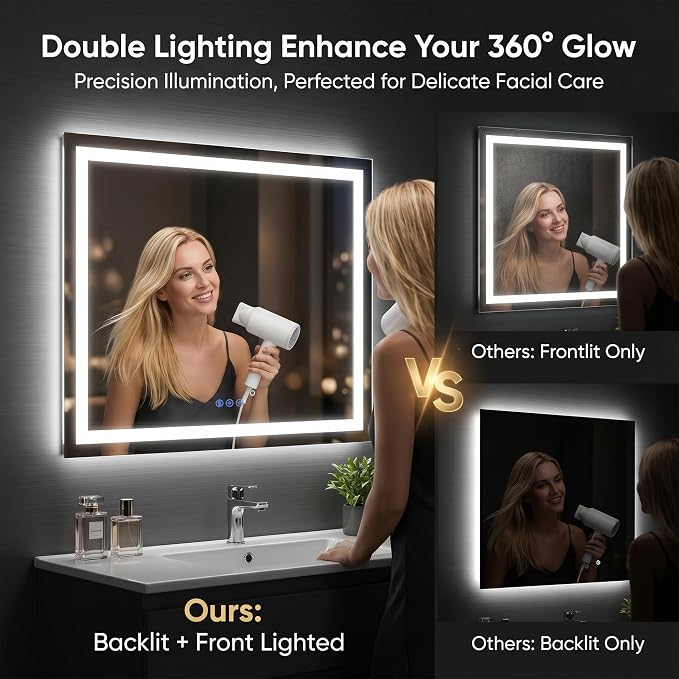 Antok 24"x 36" LED Bathroom Mirror