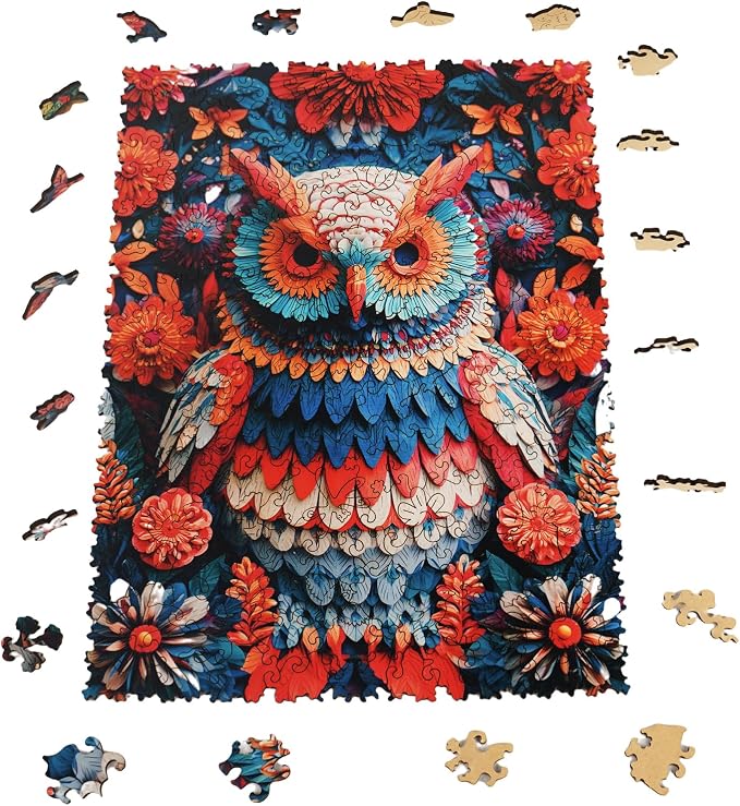 MEATRN Wooden Puzzles for Adults, 515 Pieces Owl Wood Puzzles | Forest Wildlife Animal Theme Jigsaw Puzzles, Relaxing Family Game & Creative Gift, 13.4x17.7in