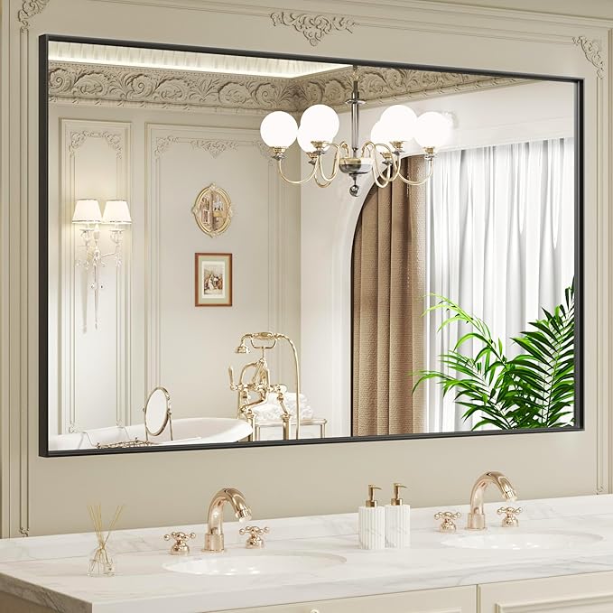 LOAAO Black Bathroom Mirror 72"X36"