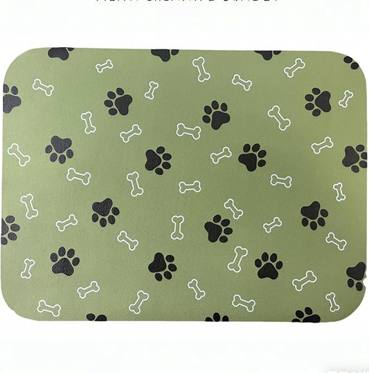 Pet Cat Dog Food Mat Non Slip Mat for Dog Water Bowl Mat Quick Dry Absorbent Cat Feeding Mat, 24 * 16.9 in, Green