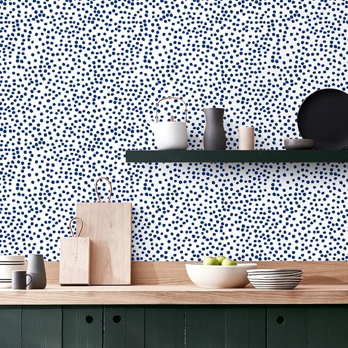 Jeweluck Blue Polka Dot Peel and Stick Wallpaper Blue and White Contact Paper