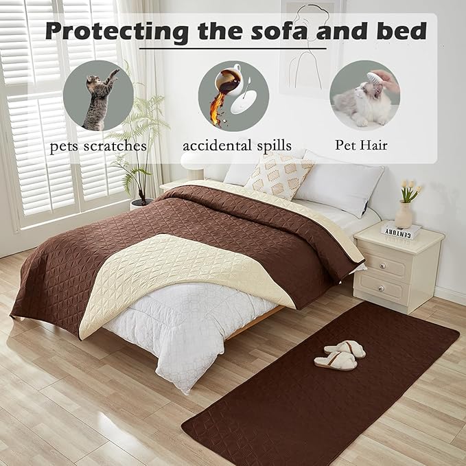 Waterproof Dog Bed Cover Pet Blanket, Soft Pet Couch Covers for Sofa Washable, Bed Couch Sofa Furniture Protector for Puppy Cat Kids (Brown,130 * 210 CM)