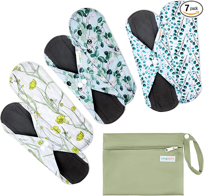 7pcs Set 1 pc Mini Wet Bag +6pcs Absorbent Reusable Sanitary Pads/Washable Cloth Menstrual Pads(Autumn,M)…