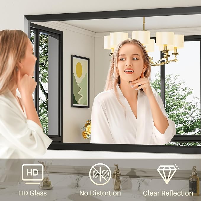 Briivue 24x36 Inch Black Bathroom Mirror