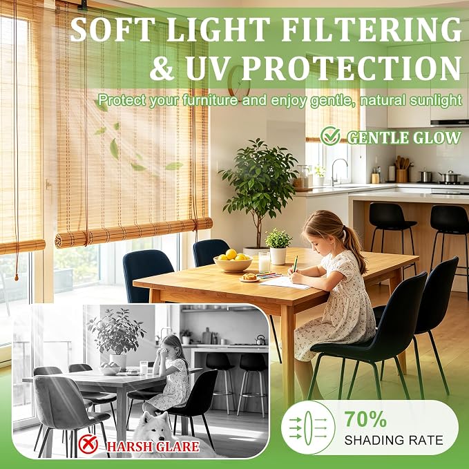 Bamboo Blinds 48x72 inch Bamboo Roman Shades