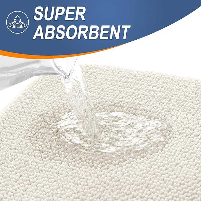 OLANLY Thick Memory Foam Bath Mat Rug 47x24, Extra Soft Absorbent Bathroom Rug, Quick Dry Bath Mats, Non-Slip, Machine Washable Carpet for Bathroom, Tub and Shower, Home Decor Accessories, Ivory