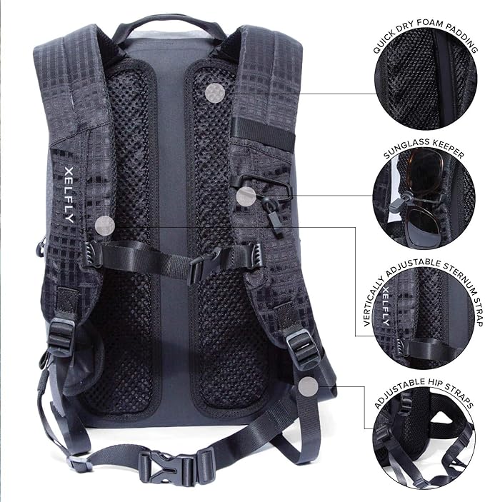 Submersipack Waterproof Backpack - Submersible, Inflatable, Floating TPU Coated Durable Nylon Dry Bag with Airtight Zipper for Kayak, Fishing, Boating, Hiking, Paddle Board (Deep Blue, 25L)