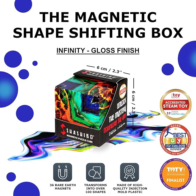 Shashibo DODECA Magnetic Puzzle Cube, Stress Relief Fidget Toy | 100+ Possible Shapes, Sensory Fidget Toy For Adults & Kids, Fun Shape Shifting Puzzle Box For All Ages