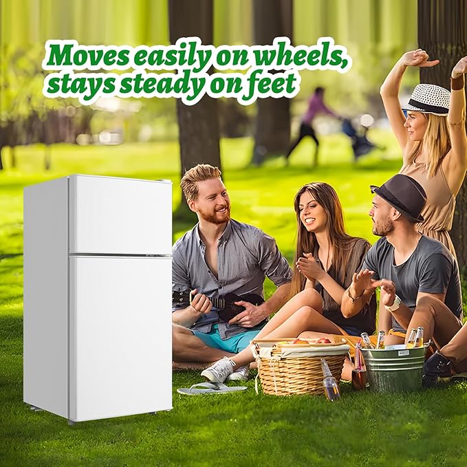 2.4 Cu.ft Mini Fridge with Top Freezer Apartment Size Dual Door Compact Refrigerator for Personal Use Small Fridge with Egg tray, 7 Temperature Control For Dorm, White