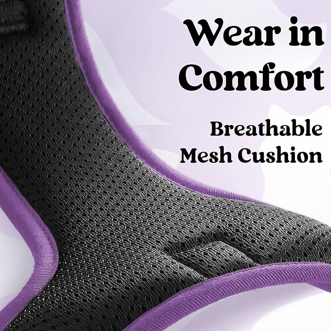 rabbitgoo Dog Harness for Large, No Pull Pet Harness with 3 Buckles, Adjustable Soft Padded Vest with Control Handle, Walking Reflective Pet Vest for Extra Large Dogs, Black & Purple, XL