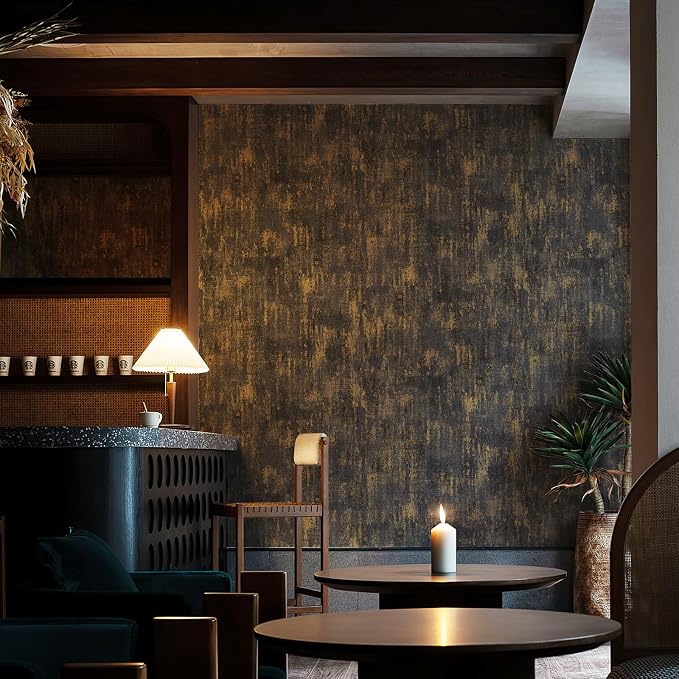 JiffDiff Vintage Metallic Peel and Stick Wallpaper Industrial Metallic Concrete