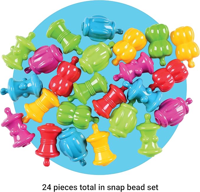Constructive Playthings Colorful Toddler Snap Beads Set | For Children and Toddlers Ages 1+, Pop Beads Arts and Craft Developmental Kids STEM Toy Set, Multicolor