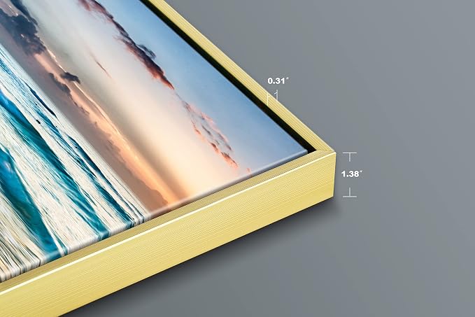 Wieco Art Framed Canvas Wall Art 3 Panel Blue Beach