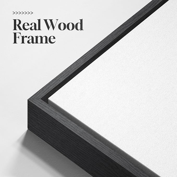 Modern Framed Black and White Abstract Wall Art, Minimalist Elegant Canvas
