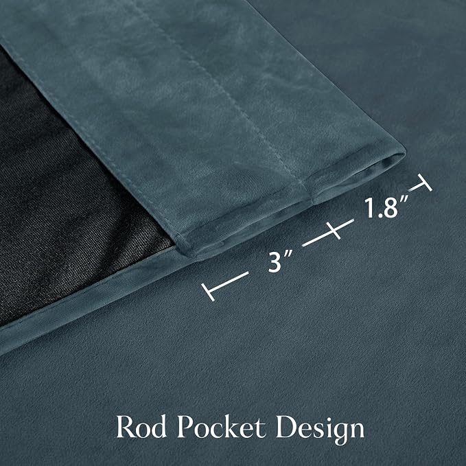 NICETOWN Blue Velvet Curtains 84 inches