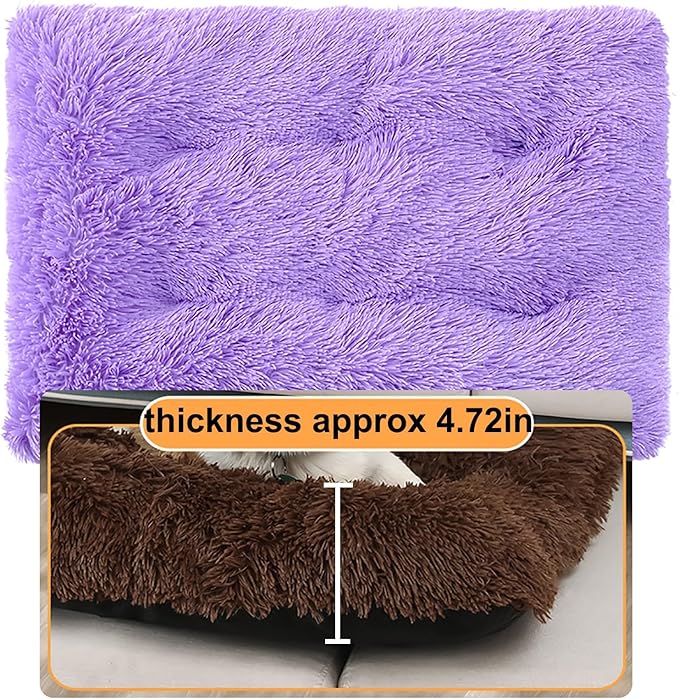 Dog Crate Mat, Dog Bed for Large Dogs, Comfy Fluffy Kennel Pad Anti-Slip for Dog beds & Furniture, Quilted Dog Bed for Pets for Medium/Small Dogs Cats (Color : Purple, Size : 20x14.9)