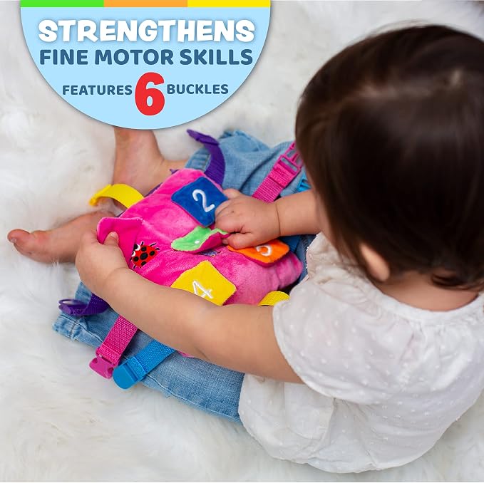 Buckle Toys - Bella Square - Learning Activity Toy - Develop Motor Skills and Problem Solving - Easy Travel Toy Perfect Car Travel Accessories for Long Trips (Pack of 2)