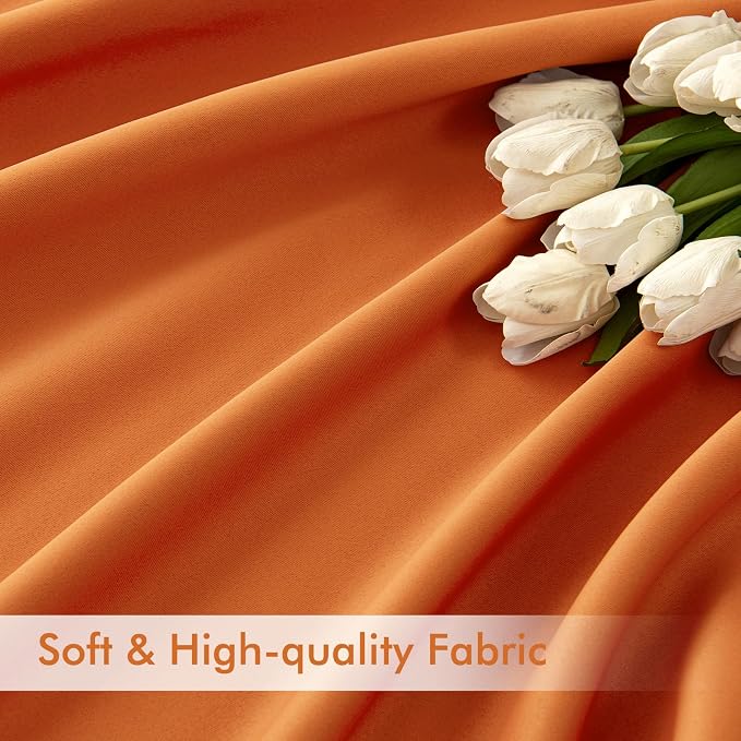 MIULEE Orange Back Tab Blackout Curtains 102 Inch Long 2 Panels Set