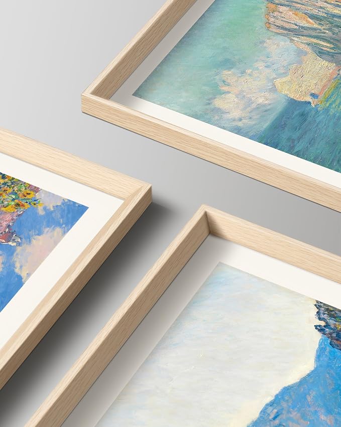 HesenDot Framed Claude Monet Wall Art 3 Piece, 12x16in High Framed Design