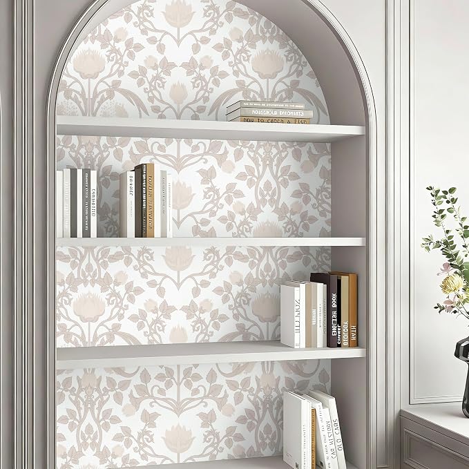 YXTII 17.3" × 393.7" Pink Peel and Stick Wallpaper, Floral Wallpaper