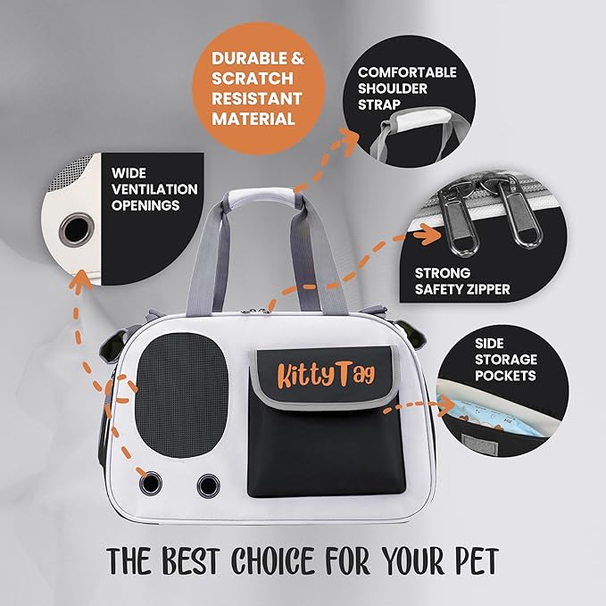 Pet Carrier, Puppy Small Dog Carrier, Cat Carrier Bag, Waterproof Premium PU Leather Carrying Handbag for Outdoor Travel Walking Hiking Shopping (Black)
