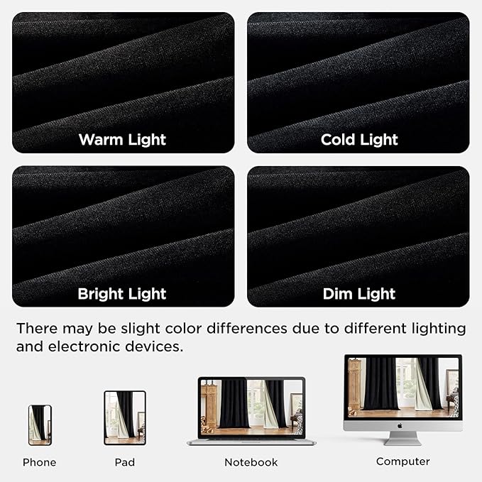 Joydeco Black 100% Blackout Curtains 84 Inch 2 Panels, Luxury Thermal Insulated Black Velvet Curtains for Bedroom Living Room, Soundproof Blackout Window Drapes, Rod Pocket & Back Tab (62W x 84L)