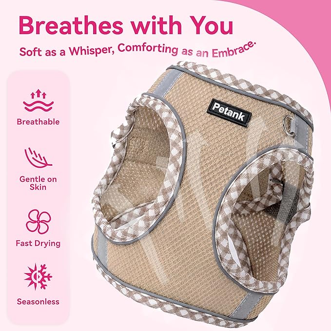 Petank Dog Harness for Small Medium Dogs No Pull, Puppy Harness and Leash Set for Walking, Running, Training, Small Dog Harness, Medium Dog Harness (Brown, L)
