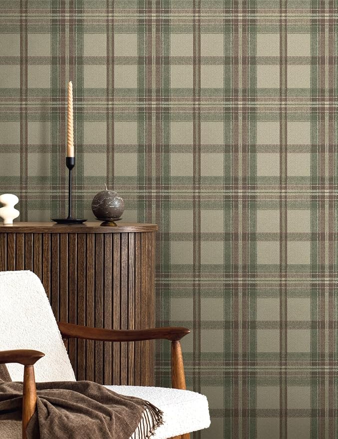 NextWall Harry & Grace Herringbone Plaid Premium Matte Non-Woven Peel and Stick