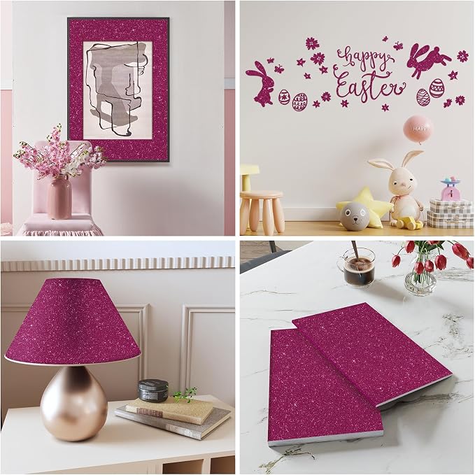 CRE8TIVE Deep Pink Glitter Wallpaper Border 8"x354" Shiny Glitter Wallpaper