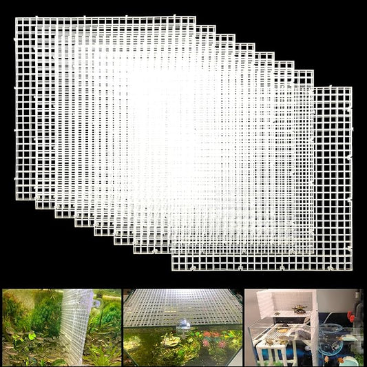 Adjustable Aquarium Fish Tank Divider Filter Bottom Plastic Grid Fish Tank Isolation Board Plastic Egg Crate Tray(White, 8pcs 11.8X11.8Inch with 0.35Inch Hole