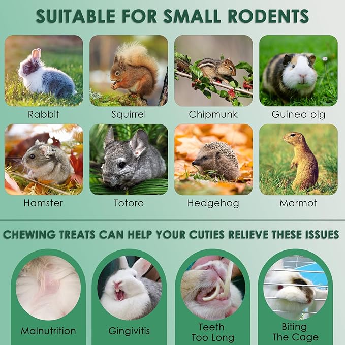 KATUMO Rabbit Toys, 220g / 7.7oz Rabbit Treats Bunny Chews Guinea Pig Molar Treats for Bunny, Hamster, Chinchilla, Gerbil, Other Small Rodents
